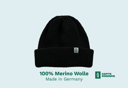 Greenfin Merino Fisher Beanie Black